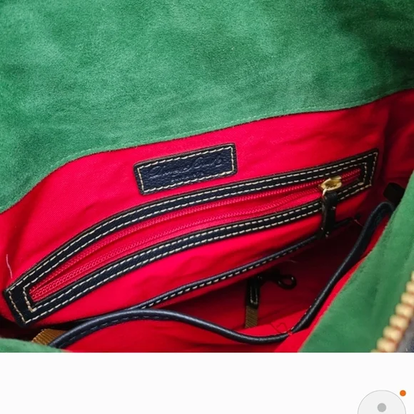 Dooney & Bourke Large Navy Pebbled Leather Florentine Sorrento Satchel w/ Strap - Picture 10 of 10